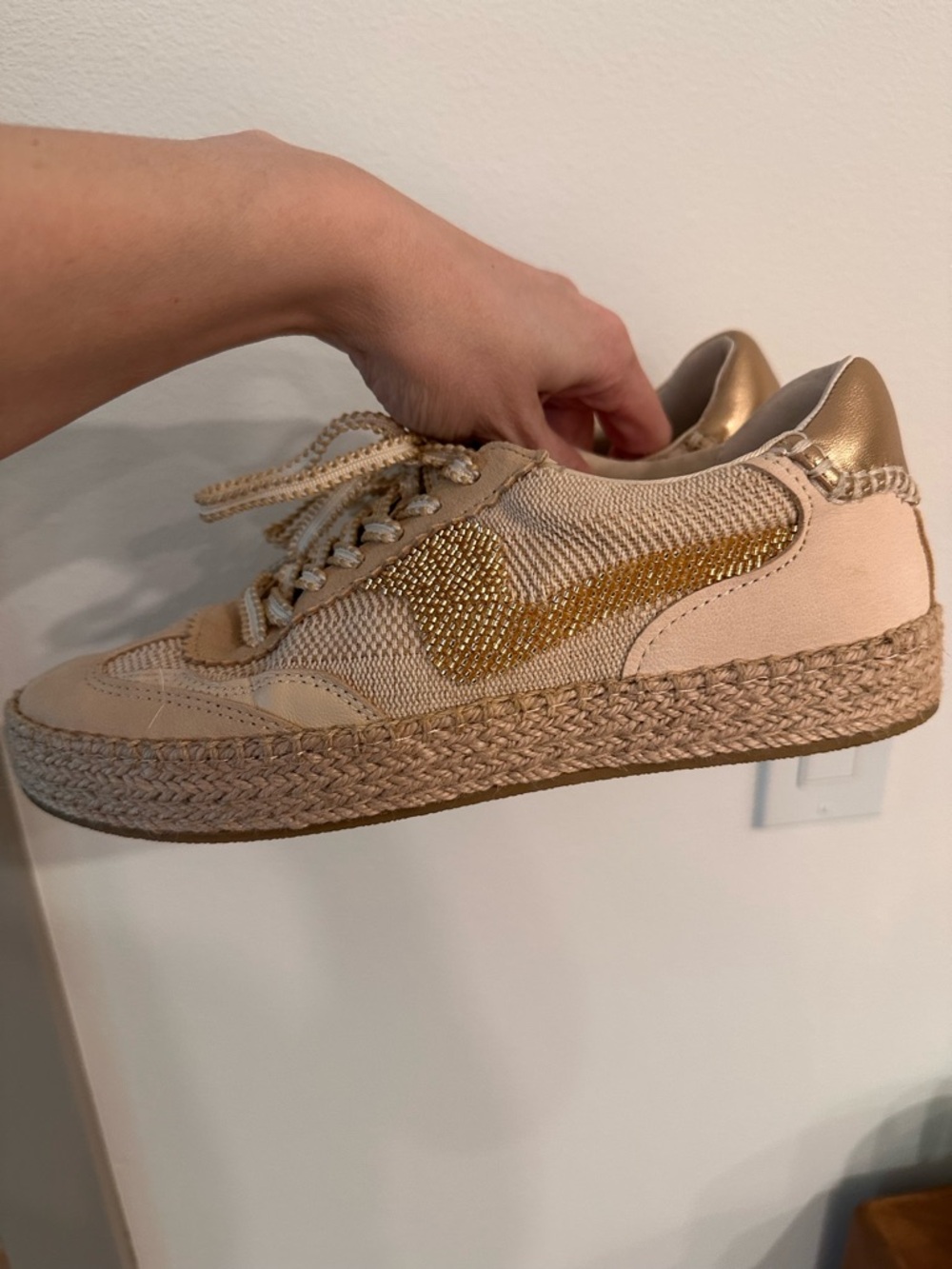 Dolce Vita Beige and Gold Women's Sneakers